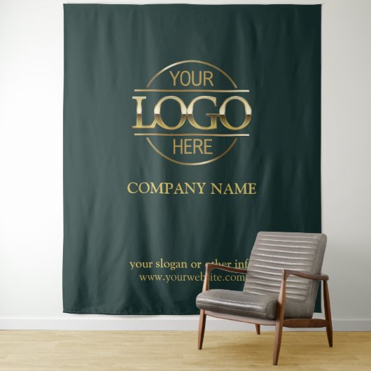 Groene Aangepaste Zakelijk Logo Beurs Achtergrond Wandkleed (In situ)
