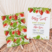 Groene aardbeien baby shower kaart