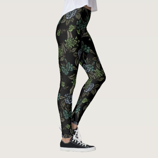 Groene aardbloemen leggings (Rechts)