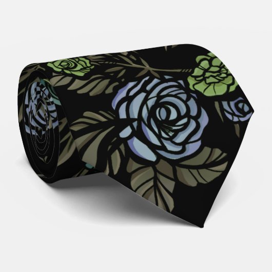 Groene aardbloemen stropdas (Opgerold)