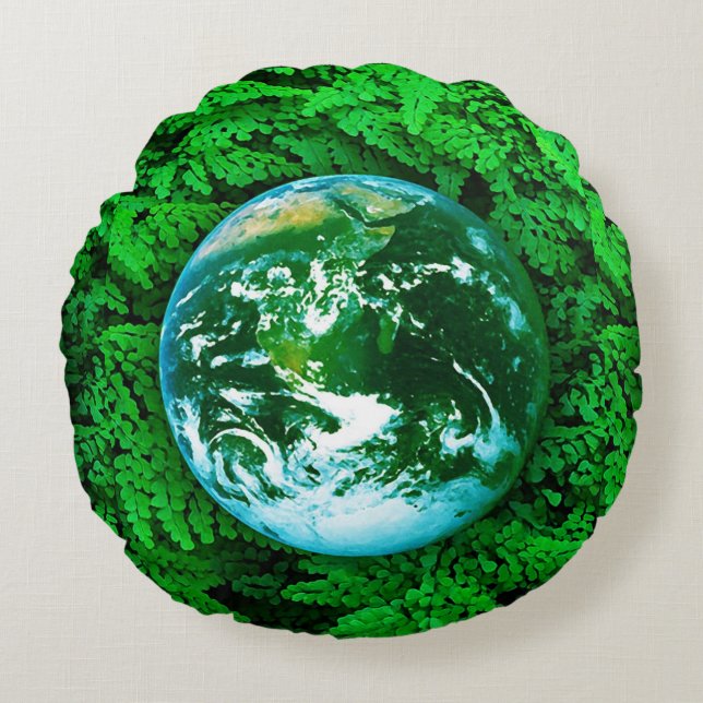 Groene Aarde - ecologisch bewustzijn Rond Kussen (Voorkant)