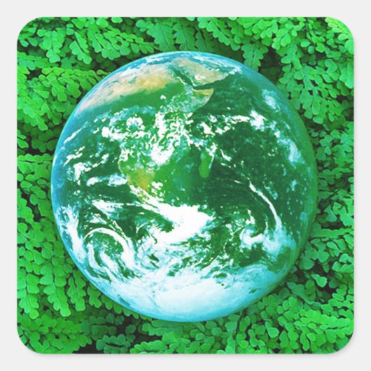 Groene Aarde - ecologisch bewustzijn Vierkante Sticker (Voorkant)