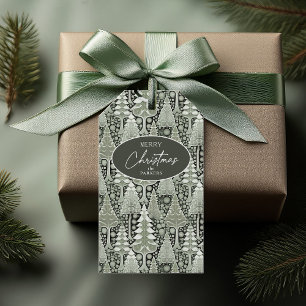 Groene Aarde Kerstmispatroon#6 ID1009 Cadeaulabel