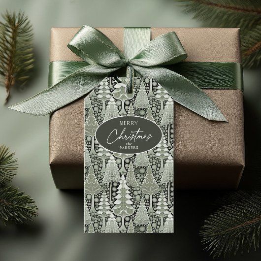 Groene Aarde Kerstmispatroon#6 ID1009 Cadeaulabel