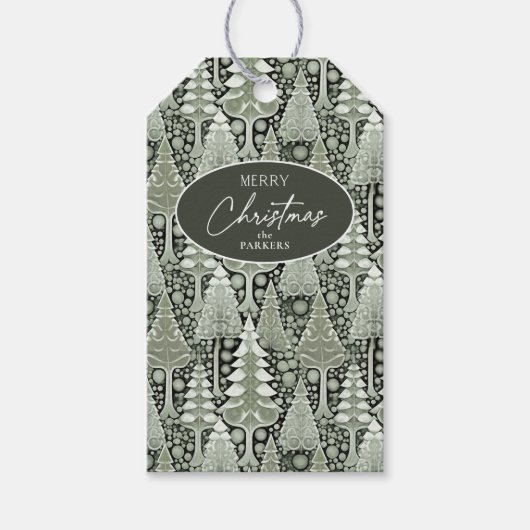Groene Aarde Kerstmispatroon#6 ID1009 Cadeaulabel (Voorkant)
