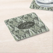 Groene Aarde Kerstmispatroon#6 ID1009 Kartonnen Onderzetters (Schuin)