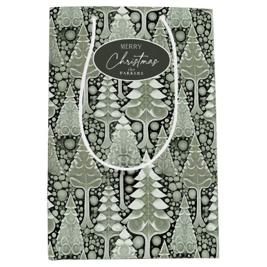 Groene Aarde Kerstmispatroon#6 ID1009 Medium Cadeauzakje (Voorkant)