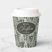 Groene Aarde Kerstmispatroon#6 ID1009 Papieren Bekers (Achterkant)