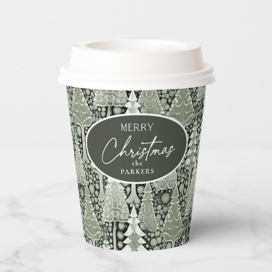 Groene Aarde Kerstmispatroon#6 ID1009 Papieren Bekers (Achterkant)