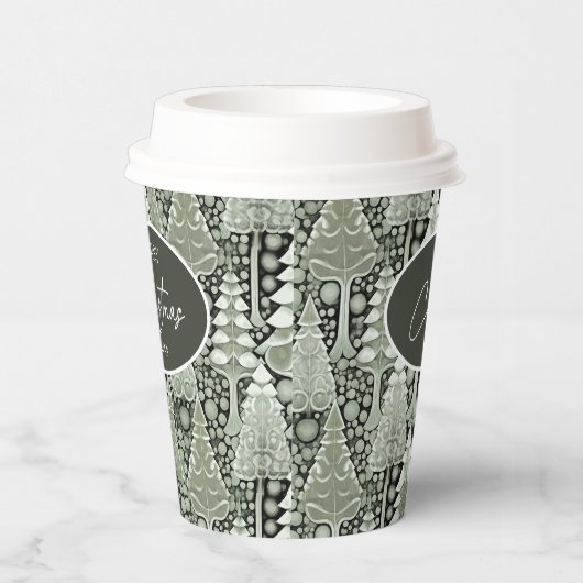 Groene Aarde Kerstmispatroon#6 ID1009 Papieren Bekers (Rechts)