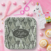 Groene Aarde Kerstmispatroon#6 ID1009 Papieren Bordje (Feest)