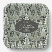 Groene Aarde Kerstmispatroon#6 ID1009 Papieren Bordje (Voorkant)