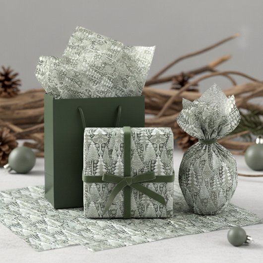 Groene Aarde Kerstpatroon#6 ID1009 Tissuepapier