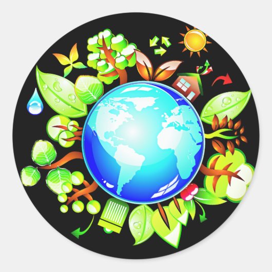 Groene Aarde Milieuvriendelijk voor de Dag van de Ronde Sticker (Voorkant)
