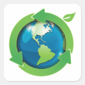 Groene Aarde Vierkante Sticker (Voorkant)