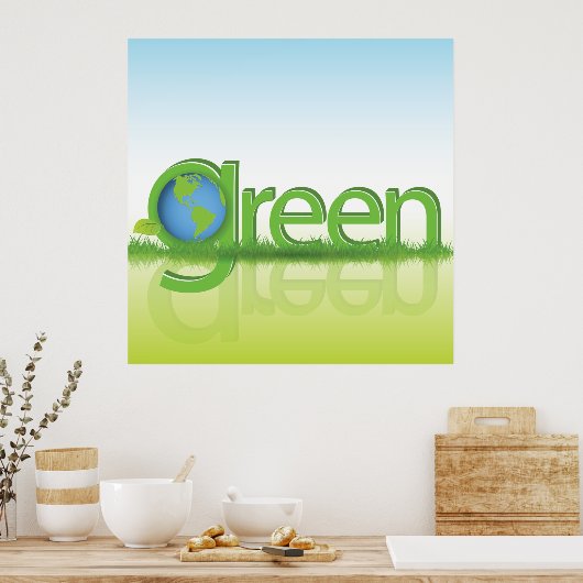Groene Aarde Wereld Poster (Keuken)