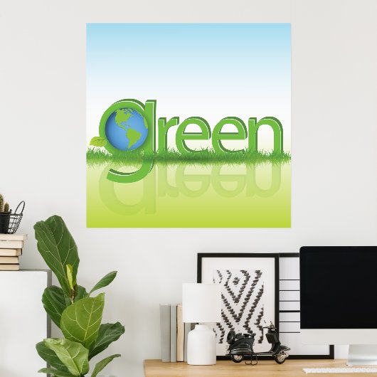 Groene Aarde Wereld Poster (Thuiskantoor)