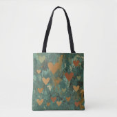 Groene Abstract Boho Harten Tote Bag (Voorkant)