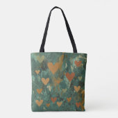 Groene Abstract Boho Harten Tote Bag (Achterkant)