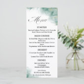 Groene Abstracte Aquarel Wash Trouwmenu Kaart (Staand voorkant)