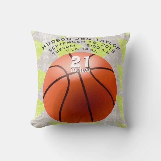 Groene Abstracte Basketball-bakkerij - Birthecord Kussen (Voorkant)