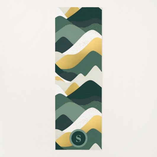 Groene Abstracte berggolven Yogamat (Voorkant)