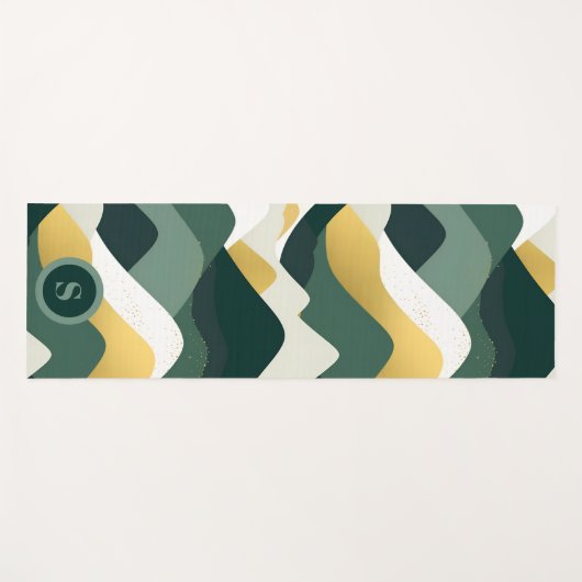 Groene Abstracte berggolven Yogamat (Voorkant (horizontaal))