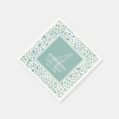Groene Abstracte Bloemen Seaside Monogram Bruiloft Servet (Hoek)