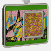 groene abstracte design van art. 2 verzilverd omlijst ornament (Rechts)