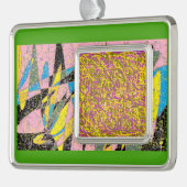 groene abstracte design van art. 2 verzilverd omlijst ornament (Links)