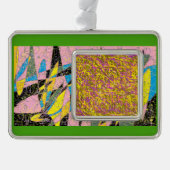 groene abstracte design van art. 2 verzilverd omlijst ornament (Voorkant)