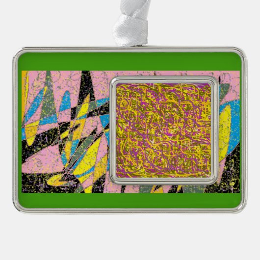 groene abstracte design van art. 2 verzilverd omlijst ornament (Voorkant)