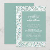 Groene Abstracte Floral Chic Seaside bruiloft Kaart (Voorkant / Achterkant)