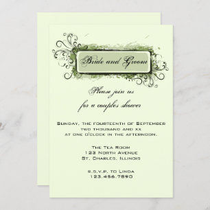 Groene Abstracte Floral Couples Wedding Shower Kaart