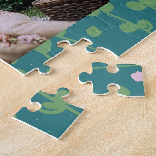 Groene Abstracte Floral Vines Patroon Aangepaste F Legpuzzel (Zijkant)