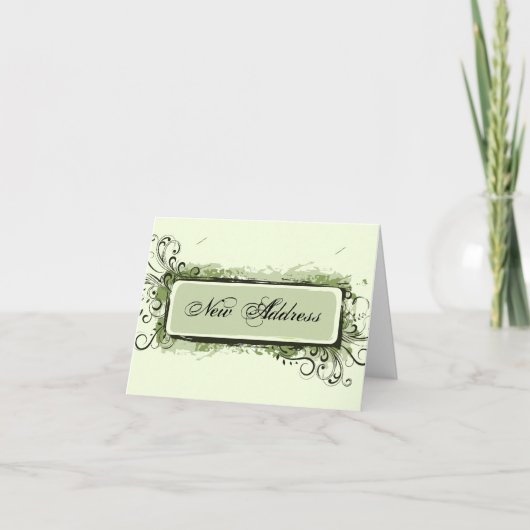 Groene Abstracte Florale adreswijziging Aankondiging (Voorkant)