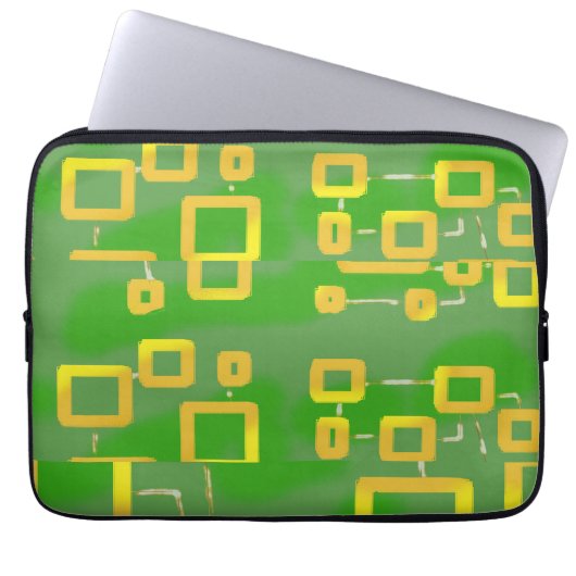 Groene Abstracte Geometrische Elektronicatas Laptop Sleeve (Voorkant)