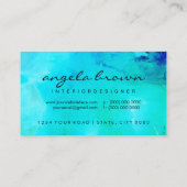 Groene Abstracte Inkt Blauwe Oceaan Zee Ombre Visitekaartje (Achterkant)