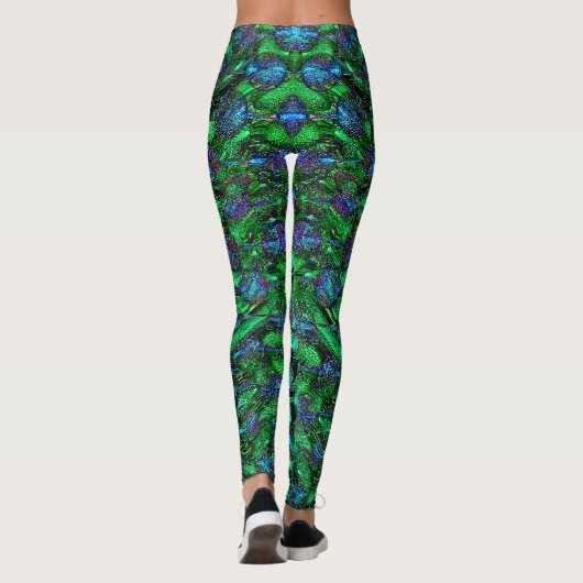 Groene abstracte kunst Leggings (Achterkant)