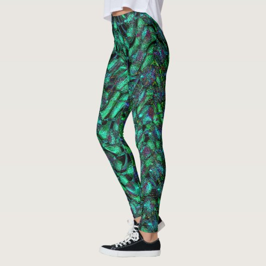 Groene abstracte kunst Leggings (Links)