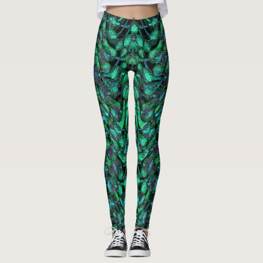Groene abstracte kunst Leggings (Voorkant)