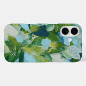 Groene Abstracte Kunst Monogram Aangepaste Naam Case-Mate iPhone Case (Achterkant (horizontaal))