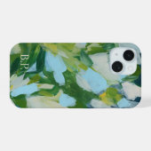 Groene Abstracte Kunst Monogram Aangepaste Naam iPhone 15 Case (Achterkant horizontaal)