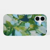 Groene Abstracte Kunst Monogram Aangepaste Naam iPhone 16 Hoesje (Achterkant horizontaal)