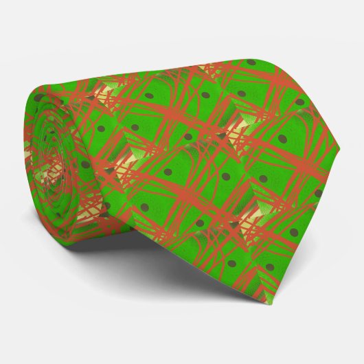 groene abstracte kunst stropdas (Opgerold)