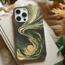 Groene Abstracte Kunst Water Swirl Waterverf Canva Case-Mate iPhone Case