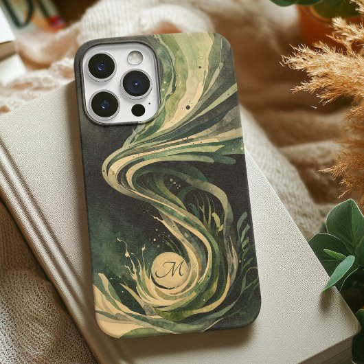 Groene Abstracte Kunst Water Swirl Waterverf Canva Case-Mate iPhone Case