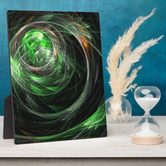 Groene abstracte kunstplaat rond de wereld fotoplaat (Zijkant)