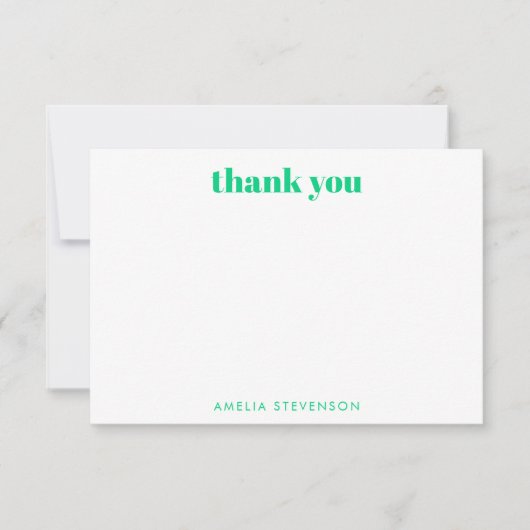 Groene Abstracte Moderne Lijnkunst Persoonlijke Na Bedankkaart (Voorkant)