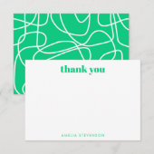 Groene Abstracte Moderne Lijnkunst Persoonlijke Na Bedankkaart (Voorkant / Achterkant)